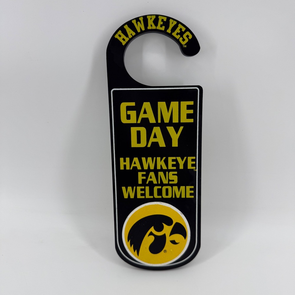 Iowa Hawkeyes Door Hanger Game Day Welcome To‎ The Hawks Nest Black Gold NCAA
